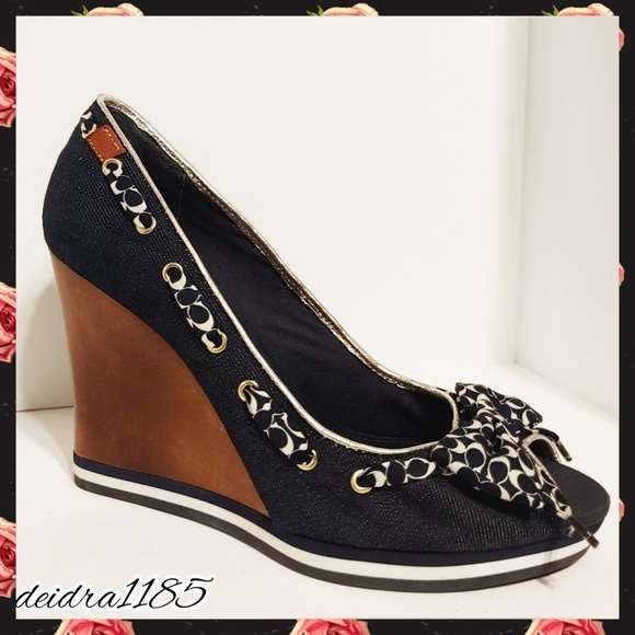 Coach Shoes - Coach Thalia blue wedges in size 9M
